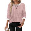 image:imageWIHOLL Long Sleeve Shirts for Women Lightweight Sweaters Fall Outfits 2026 Color Block Winter Clothing Dressy Casual Soft04pink