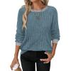 image:imageWIHOLL Long Sleeve Shirts for Women Lightweight Sweaters Fall Outfits 2026 Color Block Winter Clothing Dressy Casual Soft05blue