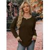 image:imageWIHOLL Long Sleeve Shirts for Women Lightweight Sweaters Fall Outfits 2026 Color Block Winter Clothing Dressy Casual Soft05brown