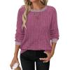image:imageWIHOLL Long Sleeve Shirts for Women Lightweight Sweaters Fall Outfits 2026 Color Block Winter Clothing Dressy Casual Soft05hot Pink