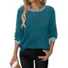 image:imageWIHOLL Long Sleeve Shirts for Women Lightweight Sweaters Fall Outfits 2026 Color Block Winter Clothing Dressy Casual Soft05teal Blue