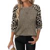 image:imageWIHOLL Long Sleeve Shirts for Women Lightweight Sweaters Fall Outfits 2026 Color Block Winter Clothing Dressy Casual Soft08apricot Leopard