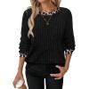 image:imageWIHOLL Long Sleeve Shirts for Women Lightweight Sweaters Fall Outfits 2026 Color Block Winter Clothing Dressy Casual Soft08black Leopard