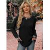 image:imageWIHOLL Long Sleeve Shirts for Women Lightweight Sweaters Fall Outfits 2026 Color Block Winter Clothing Dressy Casual Soft08black Leopard