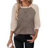image:imageWIHOLL Long Sleeve Shirts for Women Lightweight Sweaters Fall Outfits 2026 Color Block Winter Clothing Dressy Casual Soft08coffee Apricot