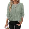 image:imageWIHOLL Long Sleeve Shirts for Women Lightweight Sweaters Fall Outfits 2026 Color Block Winter Clothing Dressy Casual Soft08light Green