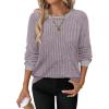 image:imageWIHOLL Long Sleeve Shirts for Women Lightweight Sweaters Fall Outfits 2026 Color Block Winter Clothing Dressy Casual Soft08light Purple
