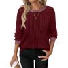 image:imageWIHOLL Long Sleeve Shirts for Women Lightweight Sweaters Fall Outfits 2026 Color Block Winter Clothing Dressy Casual Soft08red