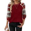 image:imageWIHOLL Long Sleeve Shirts for Women Lightweight Sweaters Fall Outfits 2026 Color Block Winter Clothing Dressy Casual Soft08red Plaid