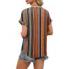 image:imageWIHOLL Womens Blouses Spring Tops Short Sleeve Shirts Dressy Casual Summer Vacation Fashion Clothing 2026Boho Brown Striped