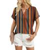 image:imageWIHOLL Womens Blouses Spring Tops Short Sleeve Shirts Dressy Casual Summer Vacation Fashion Clothing 2026Boho Brown Striped