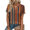 image:imageWIHOLL Womens Blouses Spring Tops Short Sleeve Shirts Dressy Casual Summer Vacation Fashion Clothing 2026Boho Brown Striped