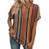 image:imageWIHOLL Womens Blouses Spring Tops Short Sleeve Shirts Dressy Casual Summer Vacation Fashion Clothing 2026Boho Brown Striped