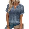 image:imageWIHOLL Womens Blouses Spring Tops Short Sleeve Shirts Dressy Casual Summer Vacation Fashion Clothing 2026Boho Navy