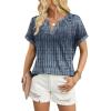 image:imageWIHOLL Womens Blouses Spring Tops Short Sleeve Shirts Dressy Casual Summer Vacation Fashion Clothing 2026Boho Navy