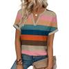 image:imageWIHOLL Womens Blouses Spring Tops Short Sleeve Shirts Dressy Casual Summer Vacation Fashion Clothing 2026Colorful Striped