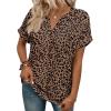 image:imageWIHOLL Womens Blouses Spring Tops Short Sleeve Shirts Dressy Casual Summer Vacation Fashion Clothing 2026Dark Brown Leopard Print