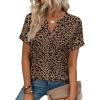 image:imageWIHOLL Womens Blouses Spring Tops Short Sleeve Shirts Dressy Casual Summer Vacation Fashion Clothing 2026Dark Brown Leopard Print