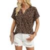 image:imageWIHOLL Womens Blouses Spring Tops Short Sleeve Shirts Dressy Casual Summer Vacation Fashion Clothing 2026Dark Brown Leopard Print