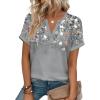 image:imageWIHOLL Womens Blouses Spring Tops Short Sleeve Shirts Dressy Casual Summer Vacation Fashion Clothing 2026Floral Grey