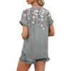 image:imageWIHOLL Womens Blouses Spring Tops Short Sleeve Shirts Dressy Casual Summer Vacation Fashion Clothing 2026Floral Grey