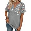 image:imageWIHOLL Womens Blouses Spring Tops Short Sleeve Shirts Dressy Casual Summer Vacation Fashion Clothing 2026Floral Grey