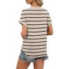 image:imageWIHOLL Womens Blouses Spring Tops Short Sleeve Shirts Dressy Casual Summer Vacation Fashion Clothing 2026Khaki Black Striped