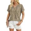 image:imageWIHOLL Womens Blouses Spring Tops Short Sleeve Shirts Dressy Casual Summer Vacation Fashion Clothing 2026Light Brown Leopard Print