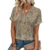 image:imageWIHOLL Womens Blouses Spring Tops Short Sleeve Shirts Dressy Casual Summer Vacation Fashion Clothing 2026Light Brown Leopard Print