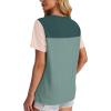 image:imageWIHOLL Womens Fashion 2026 Color Block Shirts Short Sleeve Crewneck Knitted Spring Summer Tops Casual TrendyBeige Green