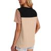 image:imageWIHOLL Womens Fashion 2026 Color Block Shirts Short Sleeve Crewneck Knitted Spring Summer Tops Casual TrendyBlack