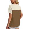 image:imageWIHOLL Womens Fashion 2026 Color Block Shirts Short Sleeve Crewneck Knitted Spring Summer Tops Casual TrendyBrown Beige