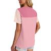 image:imageWIHOLL Womens Fashion 2026 Color Block Shirts Short Sleeve Crewneck Knitted Spring Summer Tops Casual TrendyCream Pink
