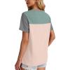 image:imageWIHOLL Womens Fashion 2026 Color Block Shirts Short Sleeve Crewneck Knitted Spring Summer Tops Casual TrendyGreen
