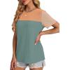 image:imageWIHOLL Womens Fashion 2026 Color Block Shirts Short Sleeve Crewneck Knitted Spring Summer Tops Casual TrendyGreen Orange