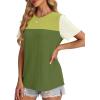 image:imageWIHOLL Womens Fashion 2026 Color Block Shirts Short Sleeve Crewneck Knitted Spring Summer Tops Casual TrendyGreen2