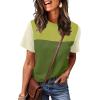 image:imageWIHOLL Womens Fashion 2026 Color Block Shirts Short Sleeve Crewneck Knitted Spring Summer Tops Casual TrendyGreen2