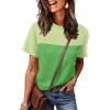 image:imageWIHOLL Womens Fashion 2026 Color Block Shirts Short Sleeve Crewneck Knitted Spring Summer Tops Casual TrendyGreen3