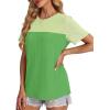 image:imageWIHOLL Womens Fashion 2026 Color Block Shirts Short Sleeve Crewneck Knitted Spring Summer Tops Casual TrendyGreen3