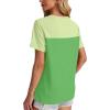 image:imageWIHOLL Womens Fashion 2026 Color Block Shirts Short Sleeve Crewneck Knitted Spring Summer Tops Casual TrendyGreen3