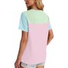 image:imageWIHOLL Womens Fashion 2026 Color Block Shirts Short Sleeve Crewneck Knitted Spring Summer Tops Casual TrendyPink Blue