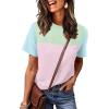 image:imageWIHOLL Womens Fashion 2026 Color Block Shirts Short Sleeve Crewneck Knitted Spring Summer Tops Casual TrendyPink Blue