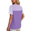 image:imageWIHOLL Womens Fashion 2026 Color Block Shirts Short Sleeve Crewneck Knitted Spring Summer Tops Casual TrendyPurple2