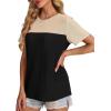 image:imageWIHOLL Womens Fashion 2026 Color Block Shirts Short Sleeve Crewneck Knitted Spring Summer Tops Casual TrendyUmber Black