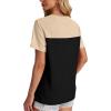 image:imageWIHOLL Womens Fashion 2026 Color Block Shirts Short Sleeve Crewneck Knitted Spring Summer Tops Casual TrendyUmber Black