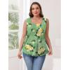 image:imageWIHOLL Womens Square Neck Tank Top0green Flower