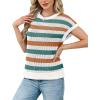 image:imageWIHOLL Womens Summer Cap Sleeve Crochet Tops Hollow Out Spring Sweaters Vacation Cruise Outfits Fashion Clothing 2026Corange Stripe