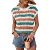 image:imageWIHOLL Womens Summer Cap Sleeve Crochet Tops Hollow Out Spring Sweaters Vacation Cruise Outfits Fashion Clothing 2026Corange Stripe