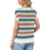 image:imageWIHOLL Womens Summer Cap Sleeve Crochet Tops Hollow Out Spring Sweaters Vacation Cruise Outfits Fashion Clothing 2026Corange Stripe