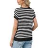 image:imageWIHOLL Womens Summer Cap Sleeve Crochet Tops Hollow Out Spring Sweaters Vacation Cruise Outfits Fashion Clothing 2026Dblack Stripe